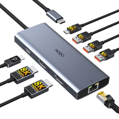 Laptop Docking Station 3 Monitor Triple 4K Display,USB C Hub with 2 HDMI 8K | USB C Docking Station Dual Monitor with 8K USB C Port,10Gbps USB 3.1*3, 100W PD, Ethernet, USB C Adapter for Hp/Dell Laptop