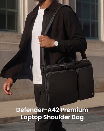 tomtoc 360° Protective Laptop Shoulder Bag compatible with The New Razer Blade Pro 17, HP Envy Laptop 17 Inch, Dell Inspiron 17 3000, ASUS ROG Zephyrus S 17.3 Inch, Notebook Bag with Accessory Pocket - color: Premium Black, size: 17-17.3 Inch