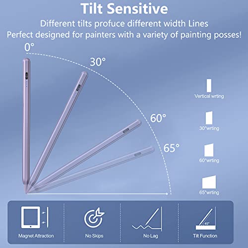 TaIYanG iPad Stylus Pen for iPad 2018-2026, Palm Rejection, Fast Charging | Tilt Sensitivity, for iPad Pencil A16 /10/9/8/7/6, Pro 11/13" (M5/M4),Air M4/M3/M2/5th/4th, Pro 11/12.9", Mini 6/5, Purple - color: Purple