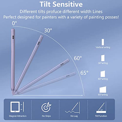 TaIYanG iPad Stylus Pen for iPad 2018-2026, Palm Rejection, Fast Charging | Tilt Sensitivity, for iPad Pencil A16 /10/9/8/7/6, Pro 11/13" (M5/M4),Air M4/M3/M2/5th/4th, Pro 11/12.9", Mini 6/5, Purple - color: Purple
