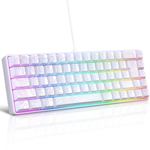 Snpurdiri 65% Wired Gaming Keyboard, 68 Keys RGB Backlit Ultra-Compact Small Gaming Keyboard, for PC/Mac Gamer, Typist, Travel, Easy to Carry on Business Trip White - color: white