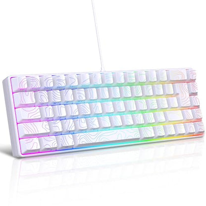 Snpurdiri 65% Wired Gaming Keyboard, 68 Keys RGB Backlit Ultra-Compact Small Gaming Keyboard, for PC/Mac Gamer, Typist, Travel, Easy to Carry on Business Trip White - color: white