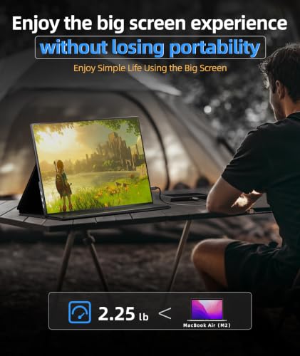 Ingnok 18.5Inch Portable Monitor, 100% sRGB USB C Second Screen FHD | USB-C Mini HDMI Large second screen for Laptop,mini PC,PS5/Switch, smart cover stand,built-in speakers,VESA-ready - size: 18.5 inches
