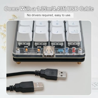 Icstation Numeric Keypad Soldering Practice Kit, 17 Key USB Hot-Swappable Blue Switches Mechanical Number Pad with PBT Keycaps STEM Soldering Project for School Learning Hobbyists Laptop PC Computer