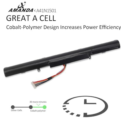 AMANDA A41N1501 Battery 15V 48Wh Replacement for ASUS ROG G752VW GL752VL GL752VW N752VW N552V N552VX N752V Series A41LK9H L41LK2H 0B110-00360000 0B110-00360100