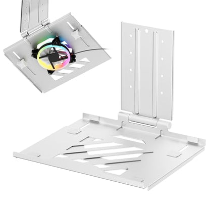 AVLT Adjustable Laptop Tray with Support Fans White (Fan Not Included) | Compatible with VESA 75x75 Monitor Arm - Suitable for Laptops Up to 17Inch Support for 120mm Fan