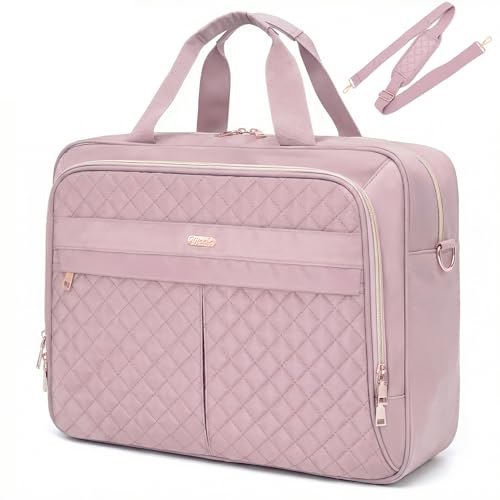 Laptop Bag for Women 17 Inch, Computer Bag, Laptop Messenger Bag, Large Briefcase for Work Office Business Travel - color: Pink