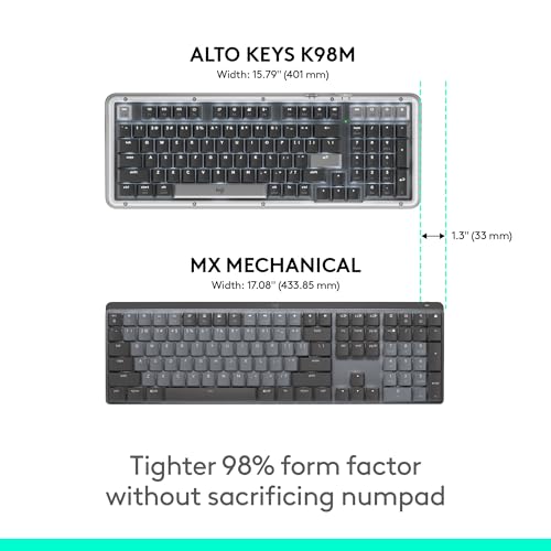 Logitech Alto Keys K98M Wireless Mechanical Gasket Keyboard - Off White | Customizable, clicky, vibration absorbing gasket, white backlit keys, Bluetooth, USB-C charging, for PC, Mac, Laptops - color: Off White