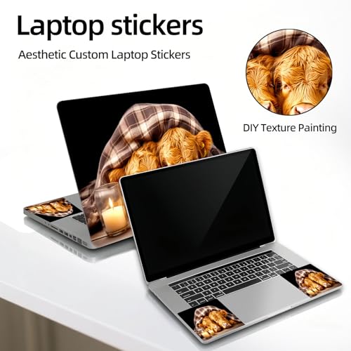 Universal Laptop Skin Sticker Decal, 12"-15.6" Aesthetic Vinyl Wrap, Cow Calves Plaid Blanket Waterproof Notebook Cover Art Protector for MacBook HP Dell Lenovo, Fits 13" 14" 15" 15.6" - color: Cow Calves Plaid Blanket