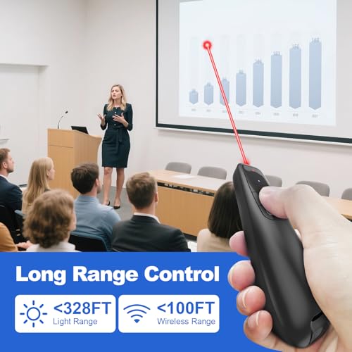 （4 Units） Presentation Clicker with 4 Cases Wireless Presenter Remote PowerPoint Pointer Slide Advancer for Mac Laptop PC Computer Keynote - style: 4 Units with Case