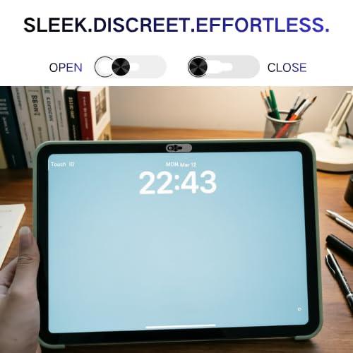 Front Camera Cover,Camera Privacy Covers Compatible with iPad, Webcam Privacy Cover,Ultra-Thin Transparent Slide, Easy Install Self-Adhesive, Compatible with Galaxy, Pixel & Tablets,Black-2 Pack