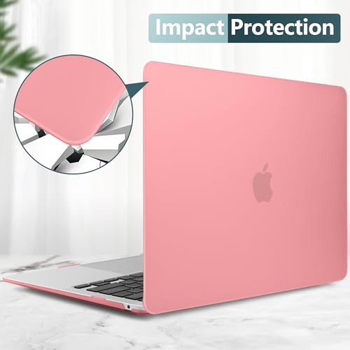 DONGKE Compatible with MacBook Air 13 inch Case 2021 2020 2019 2018 Release Model: M1 A2337 A2179 A1932, Matte Hard Case Cover for MacBook Air 13 inch with Retina Display Fits Touch ID - Pink - color: Pink