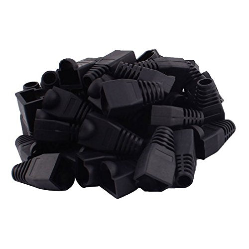Soft Plastic Ethernet RJ45 Cable Connector Boots Cover Strain Relief Boots CAT5 CAT5E CAT6 CAT6E 100PCS (Black) - color: Black