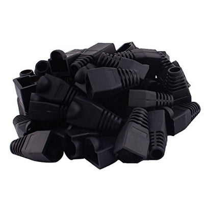 Soft Plastic Ethernet RJ45 Cable Connector Boots Cover Strain Relief Boots CAT5 CAT5E CAT6 CAT6E 100PCS (Black) - color: Black