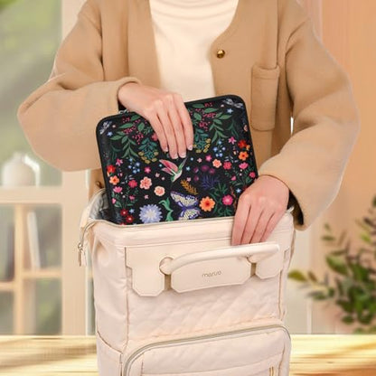 MOSISO Laptop Case 13.3 inch, 13-14 inch Laptop Sleeve Bag Compatible with MacBook Air/Pro 13/Pro 14, HP Dell ASUS Lenovo, Neoprene Hummingbird Plants Flowers Computer Bag with Small Case, Black - color: Black, size: 13.3 inch