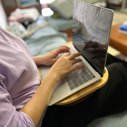 Lap Desk, Laptop Lap Bamboo Desks with Anti-Slip Stopper Removable Pillow Cushion Cover, Right Left Mouse Pad and Wrist Pad, Tablet Phone Holder for Bed Sofa Couch Floor