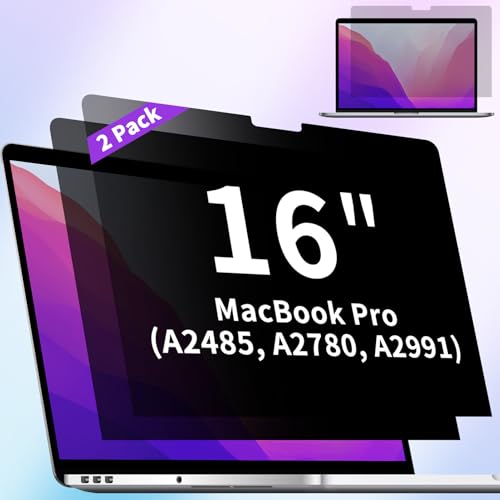 2 Pack Privacy Screen Compatible with MacBook Pro 16 Inch Screen Protector (2021-2024, M1, M2, M3, M4), Anti Blue Light Glare & Anti Scratch Computer Privacy Shield for Mac Pro 16.2" - size: MacBook Pro 16 Inch (2021-2024, M1/M2/M3/M4)