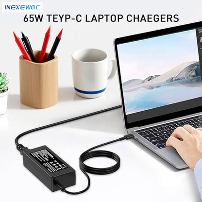 Universal 65W USB C Laptop Charger Compatible with Lenovo,HP, Dell, Acer, Asus, Samsung, Google and More, for Office, School, and Family - color: BLACK