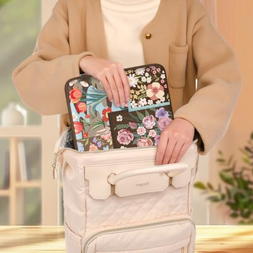 MOSISO Laptop Case 13.3 inch, 13-13.3 inch Laptop Sleeve Compatible with MacBook Air 13 13.6/Pro/Neo 13/Pro 14,HP Dell ASUS Lenovo,Spliced Flowers Neoprene Computer Sleeve Bag with Small Case,Brown - color: Brown, size: 13.3 inch