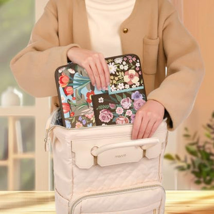 MOSISO Laptop Case 13.3 inch, 13-13.3 inch Laptop Sleeve Compatible with MacBook Air 13 13.6/Pro/Neo 13/Pro 14,HP Dell ASUS Lenovo,Spliced Flowers Neoprene Computer Sleeve Bag with Small Case,Brown - color: Brown, size: 13.3 inch