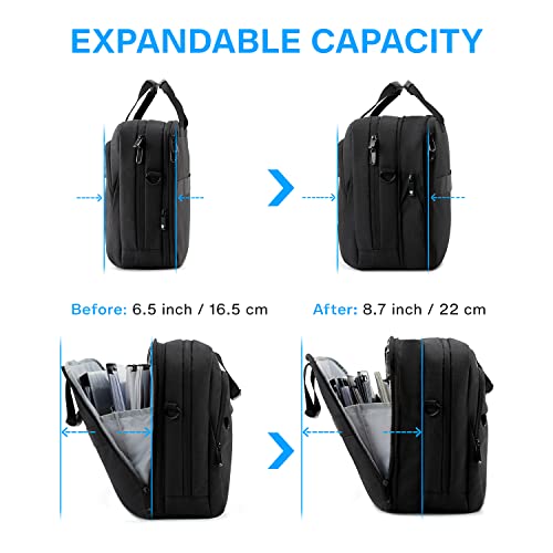 BAGSMART 18 Inch Laptop Bag Expandable Briefcase Computer Bag Men, Black | Women Laptop Shoulder Bag, Work Bag Business Travel Office - color: Black-18.4 Inch