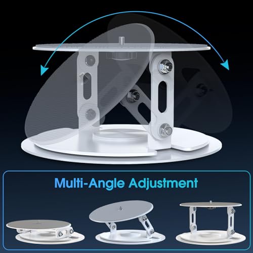 DAWASAPAT Foldable Desktop Projector Stand, Universal 360°Adjustable Table Mount 1/4" Screw，360° Rotation PJ Holde Black Projector Tray for Home Office Studio with Cable Ties