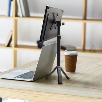 Kado Metal Portable Monitor Tablet Stand Tripod, Adjustable Height & Angle | 100x100mm 75x75mm Wall/Arm Mount Clamping, 360° Ball Head and 1/4" Screw Compact for Phone, Tablet, Projector, Camera, Webcam
