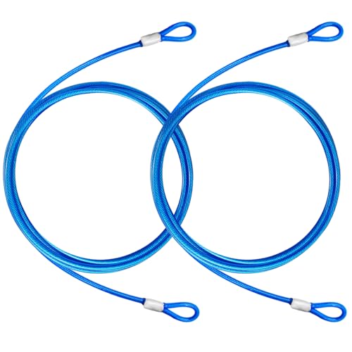 NAZOU 4FT （3/16 Inch） Steel Security Cable with Loops - Flexible Wire Rope Versatile & Weatherproof Safety Cable for Luggage, Bike Lock & Outdoor Gear -（2 Pack） - color: Blue, size: 4FT-(2Pack)