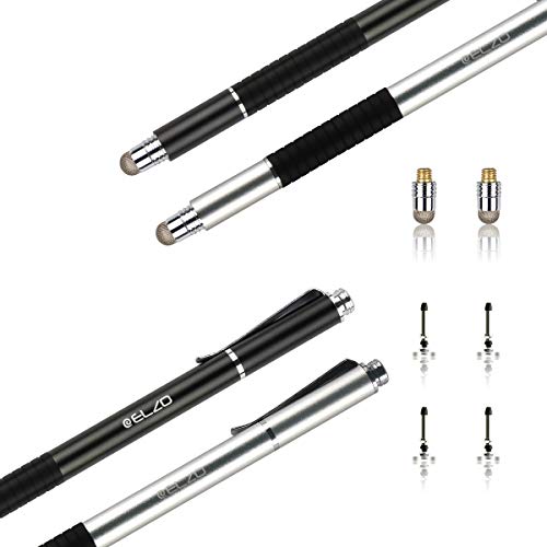 ELZO 3 in 1 Stylus, Disc Stylus Touch Screen Pens and Gel Pen Combo, 2 Pcs with 6 Replacement Tips for All Touch Screens Tablets and Cell Phones, iPhone/iPad/Samsung/Lenovo and More