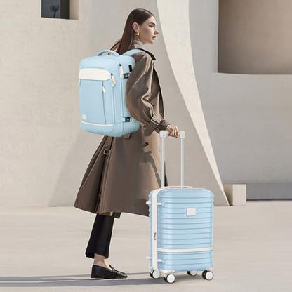 Joyway Expandable Carry on Luggage Sets Airline Approved, Lightweight Hard Shell 20 Inch Carry-on Suitcase with Spinner Wheels (Carry on luggage，LightBlue) - color: Light Blue, size: Carry on luggage