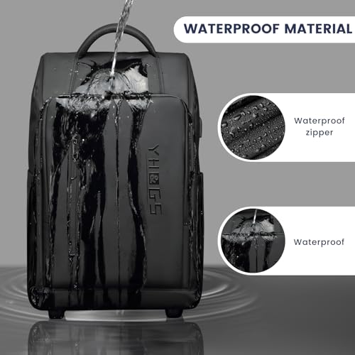 Rolling Backpack Waterproof Commuter Backpack with Wheels for Business, Laptop Compartment for 17.3-Inch Laptop, Wheeled Carry-On Bag for Adults - color: Black-L