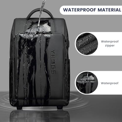 Rolling Backpack Waterproof Commuter Backpack with Wheels for Business, Laptop Compartment for 17.3-Inch Laptop, Wheeled Carry-On Bag for Adults - color: Black-L