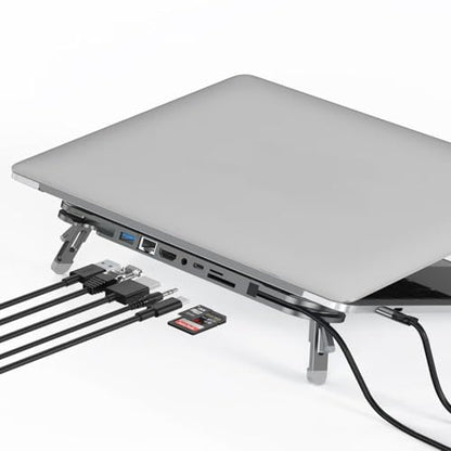 USB C Laptop Docking Station Stand, USB-C Hub 7 in 1 Multiport Adapter with 4K HDMI, Gigabit Ethernet, USB A 3.0, PD 100W Charge, Universal Docking Stations for MacBook Pro/Air/Dell/HP/Surface/Lenovo