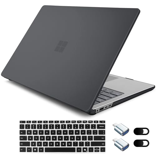 Crystal Frosted Case for 15" Microsoft Surface Laptop 8 2026 for Business 2024 2025 (7th Edition), Lightweight Ultra-Slim Shell with Keyboard Cover, OTG Adapter & Webcam, Frosted Black - color: Frosted black