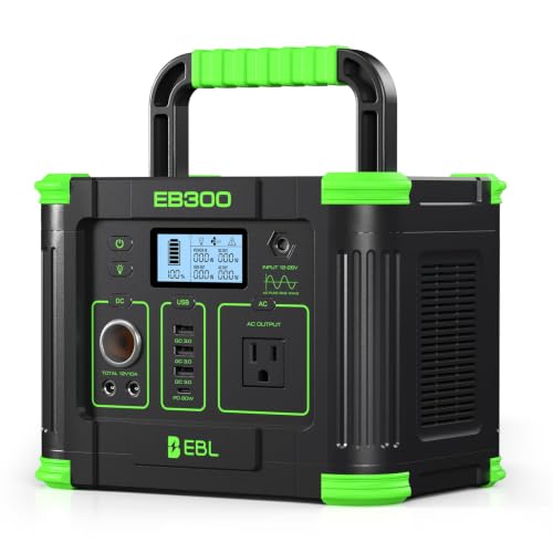 EBL Portable Power Station 288.6Wh 330W Solar Generator for Camping Home | 120V Pure Sine Wave AC Output, with Wireless Charger, LED Light & Multi-Port Design for Outdoor Emergency Backup RV CPAP - color: Green
