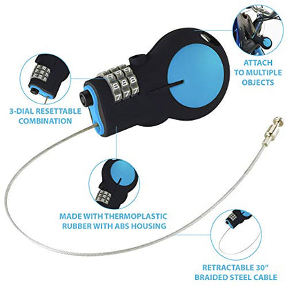 Lewis N. Clark Cable Luggage Lock | TSA Approved | Travel Or Bike Lock | Set Your Own Combination | 30-inch Retractable Steel Cable - color: Blue