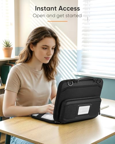 Fintie Shockproof Sleeve Case for MacBook Neo (A3404, 2026), Black | Protective Carrying Cover with Handle, Detachable Shoulder Strap, Accessory Pocket, ID Slot, Water-Resistant Bag