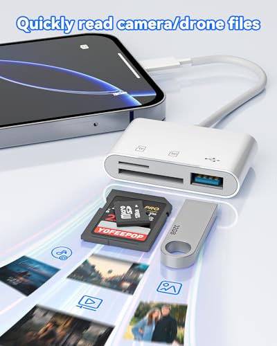 SD Card Reader, USB-C SD/TF Memory Card Adapter with USB 3.0 Port | SD Card Support • Compatible with iPhone 17/16/15, iPad & Android • Trail Camera Viewer • Plug & Play