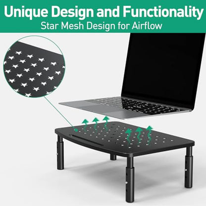 Zimilar 2 Pack Monitor Stands, 3 Height Adjustable Riser for Laptop, Printer, iMac, PC, Premium Metal Stand for 2 Monitors