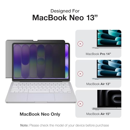 AMAZINGthing for MacBook Neo 13" [RADIX MagPrivacy] Magnetic Screen Protector, ±30° Privacy Viewing, Removable Privacy Film, 9H Hardness, 200μm Thin Profile, Reusable with Folder - size: Macbook Neo 13 inch
