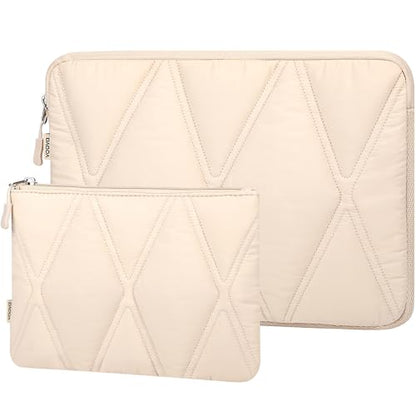 Voova Puffy Laptop Sleeve Case 14 15 Inch Compatible with MacBook Air 15 M2/M3/M4 2022-2025, MacBook Pro 15, Hp chromebook 14, Cute Computer Cover Bag with Accessories Pouch, Apricot - color: Apricot, size: 14-15 Inch