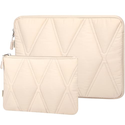 Voova Puffy Laptop Sleeve Case 13 13.6 Inch Compatible with MacBook Air 13 M1/M2/M3/M4 2020-2025, MacBook Pro 13/14, IPad Air/Pro 13, Cute Computer Cover Bag with Accessories Pouch, Apricot - color: Apricot, size: 13-13.6 Inch