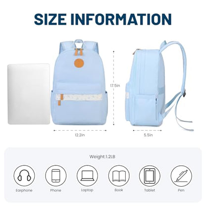 mygreen Waterproof School Backpack for Teen Girls & Boys, Lightweight 15.6 Inch Laptop Bag, Trendy 2024 Ergonomic Bookbag for High School, College, and Travel Blue - color: Blue, Flower, 15.6 Inch Laptop