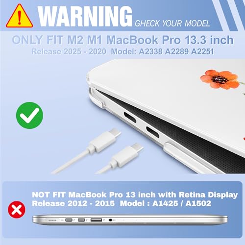 May Chen Case for MacBook Pro 13 inch M2 2023,2022,2021,2020 A2338 M1 A2251 A2289, Plastic Hard Shell Cover for MacBook Pro 13" with Touch Bar Fits Touch ID, Spring Flowers - color: Spring flowers