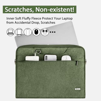 Voova Laptop Case 13 14 15 16 17 Inch with Shoulder Strap, Waterproof Laptop Bag Sleeve Slim Briefcase - color: Army Green, size: 17-17.3 Inch
