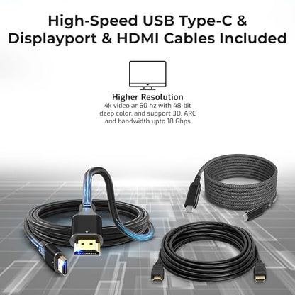 Dell WD19 130W Docking Station Bundle with 130W Power Adapter + HDMI Cable + DisplayPort Cable + USB-C Cable + Microfiber Cloth Included