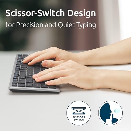 Kensington KB435 Wireless Compact Keyboard, Bluetooth & 2.4GHz Connection, Quiet Scissor-Switch Keys, Programmable, Copilot Hotkey, Compatible with Windows, Black (K75409NA) - size: Compact Size, style: Wireless