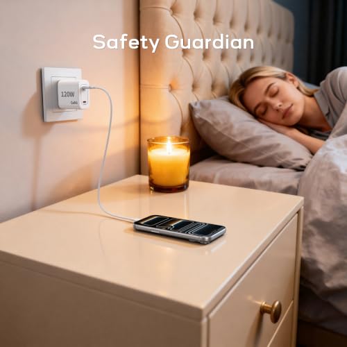 120W Fast Charger USB C - 2 Pack 65W PD Dual Port GaN USB C Charging Block, 3.3/3.3/10/10FT USB C Cable for MacBook Air Pro iPhone 17/16/15 Series Samsung Galaxy S25/S24/S23 Ultra Home Office Travel - color: White