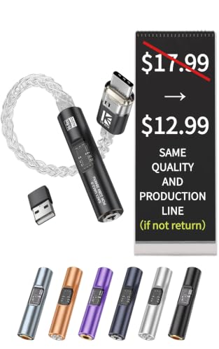 2026 Latest USB C DAC Audio Adapter with Headphone Amplifier, USB C to 3.5mm Audio Adapter for Wired Headphones, Hi-Res Type C DAC Compatible with iPhone 15, Android, Laptop & Tablet - color: Black, size: 001