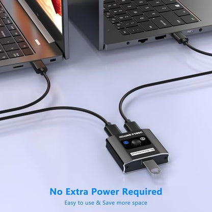 USB 3.0 Switch with 2 USB3.0 Cables, USB Switcher 1 in 2 Out/2 in 1 Out | Bi-Directional Aluminum USB Switcher 2 Computers Share Keyboard Mouse Printer, USB Splitter for Laptop